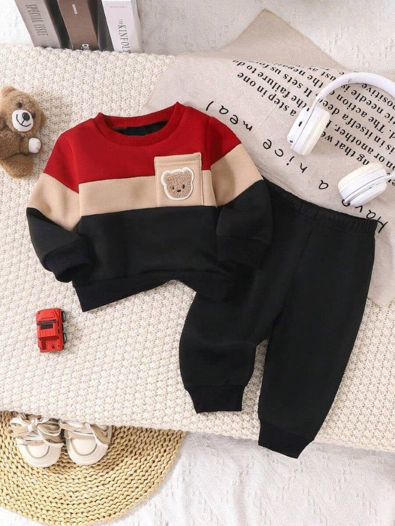 Baby Teddy Pocket Pullover And Pants Set