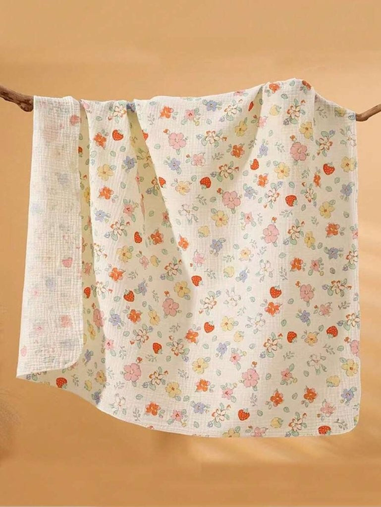 Baby Strawberry Flower Muslin Blanket