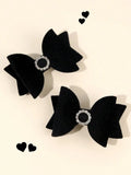 2 Piece Round Rhinestone Hairclips Black