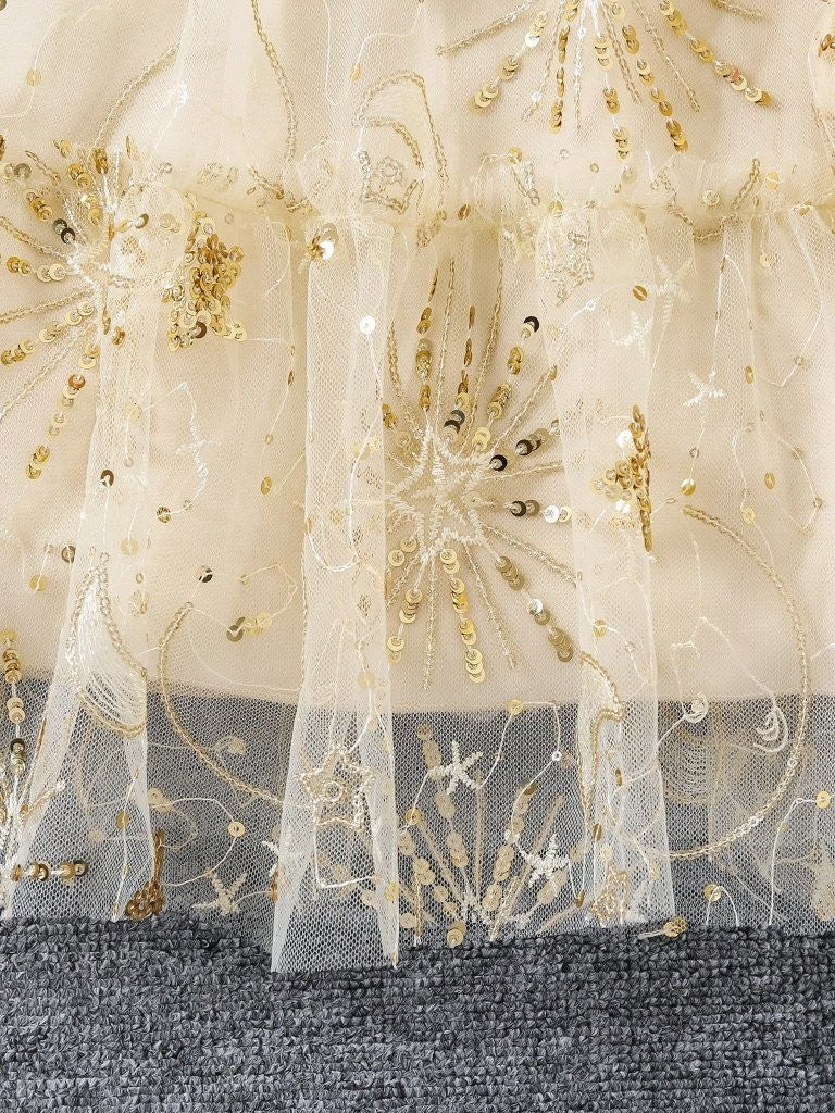 Toddler Girls Gold Beaded Embroidery Dress With Bag