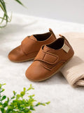 Baby Brown Leather Side Strap Shoes