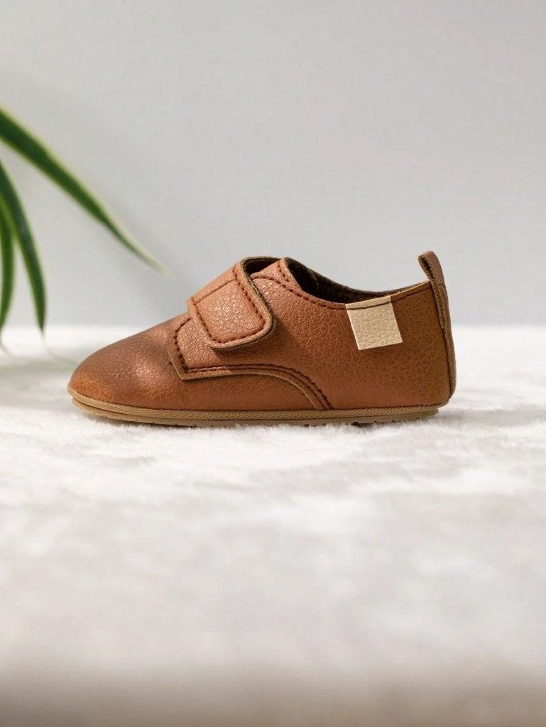 Baby Brown Leather Side Strap Shoes