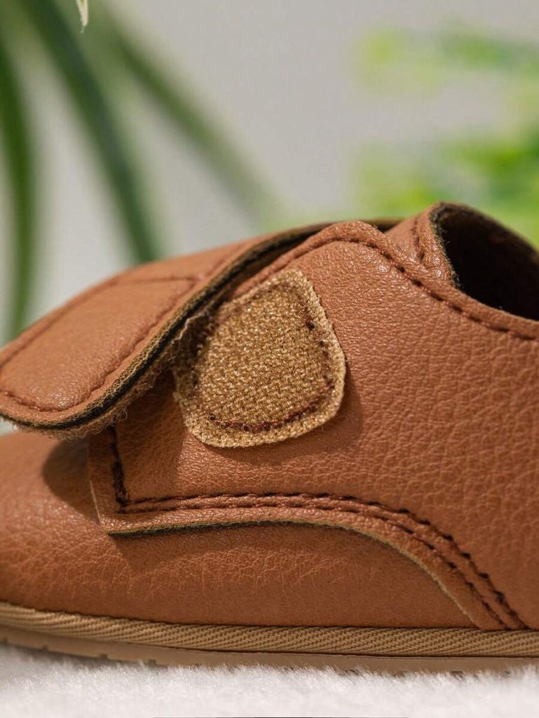 Baby Brown Leather Side Strap Shoes
