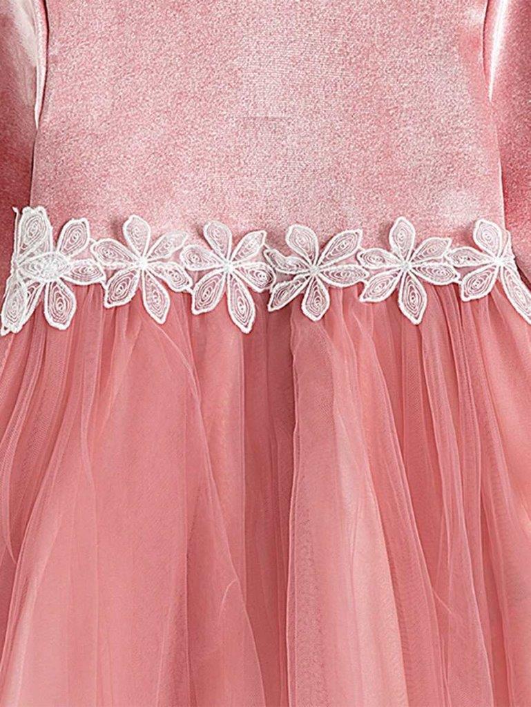 Baby Velvet Flower Waist Mesh Dress