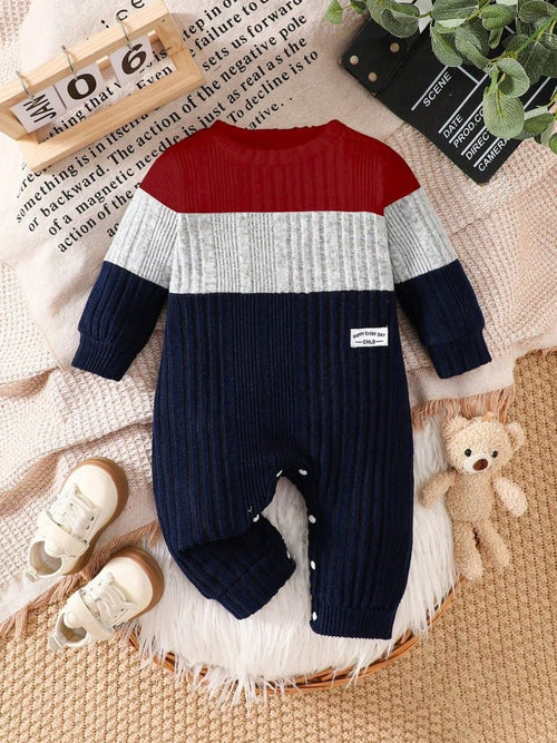 Baby Colour Block Crew Neck Jumpsuit