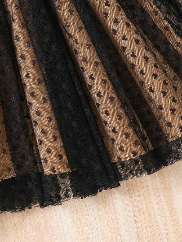 Toddler Girls Khaki Pattern Mesh Dress