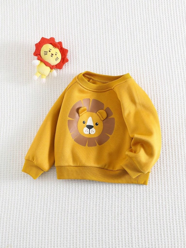 Baby Lion Character 3D Ear Pullover