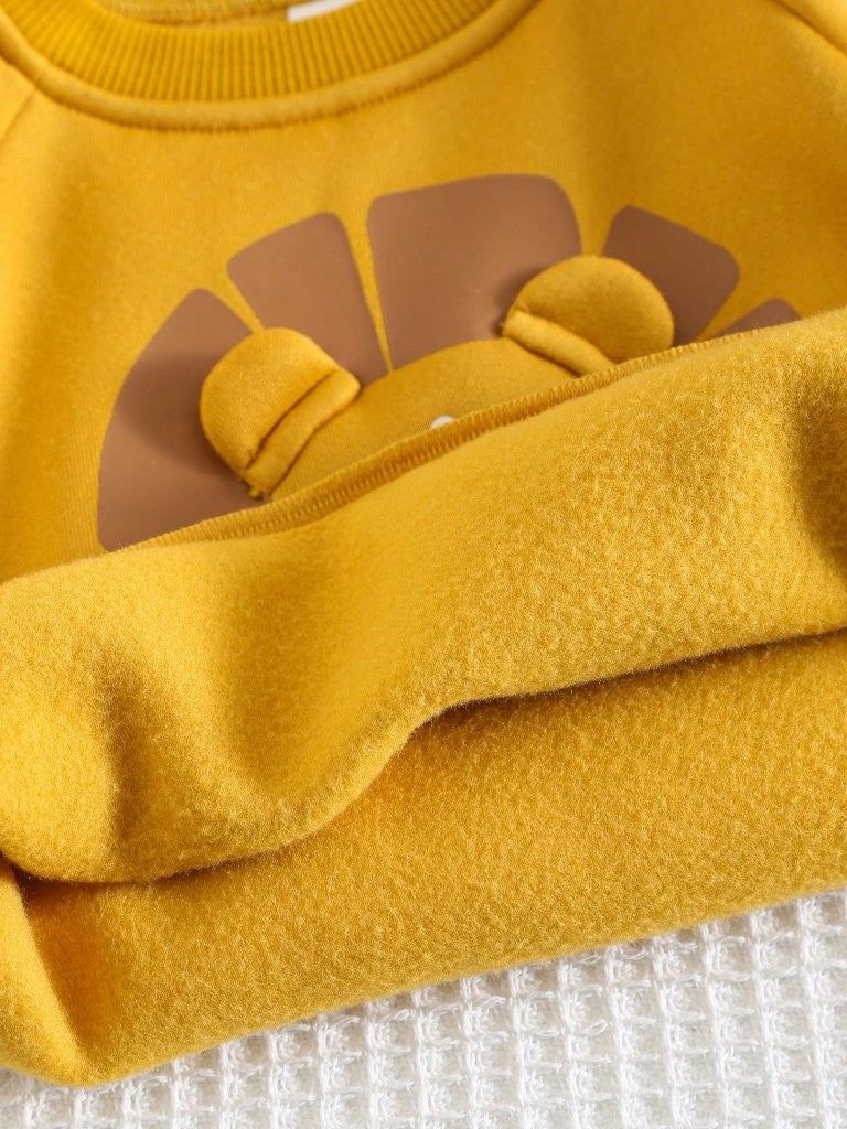 Baby Lion Character 3D Ear Pullover