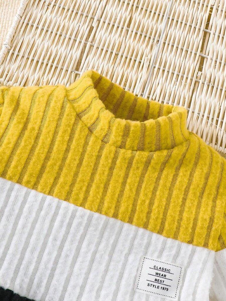 Baby 2 Piece Ribbed Block Pullover And Pants Set