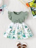 Baby Floral Butterfly Print Bow Dress