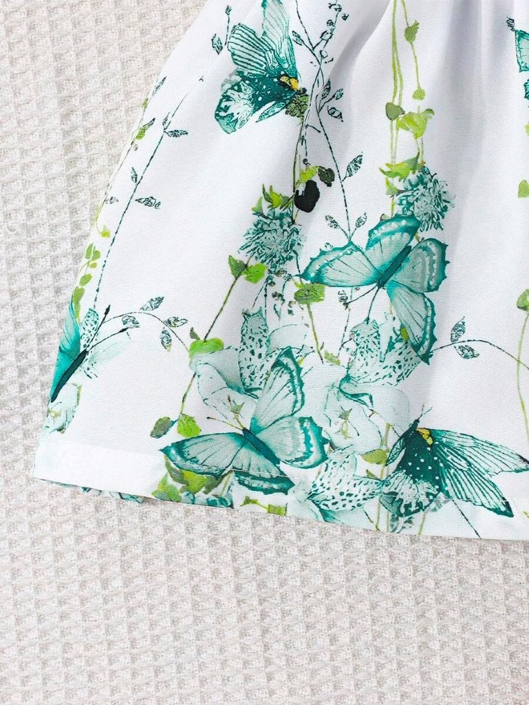 Baby Floral Butterfly Print Bow Dress