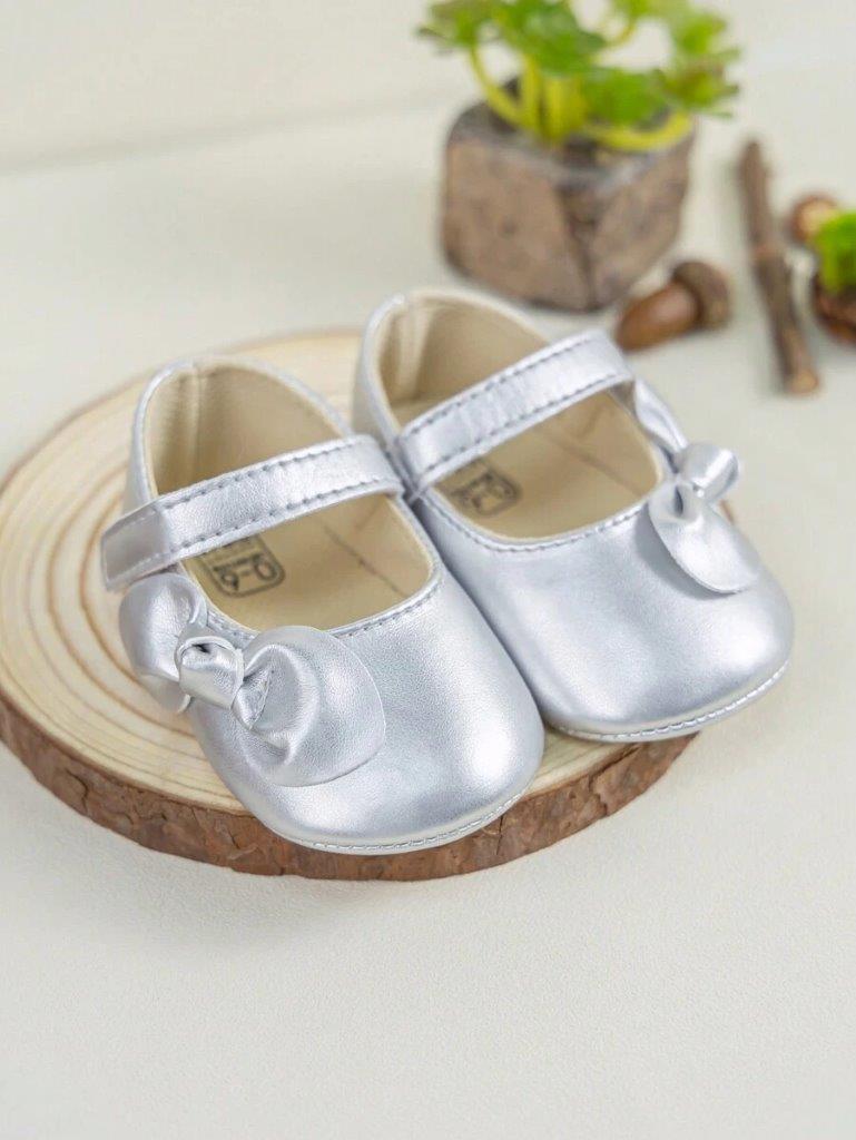 Baby Silver Side Bow Shoes