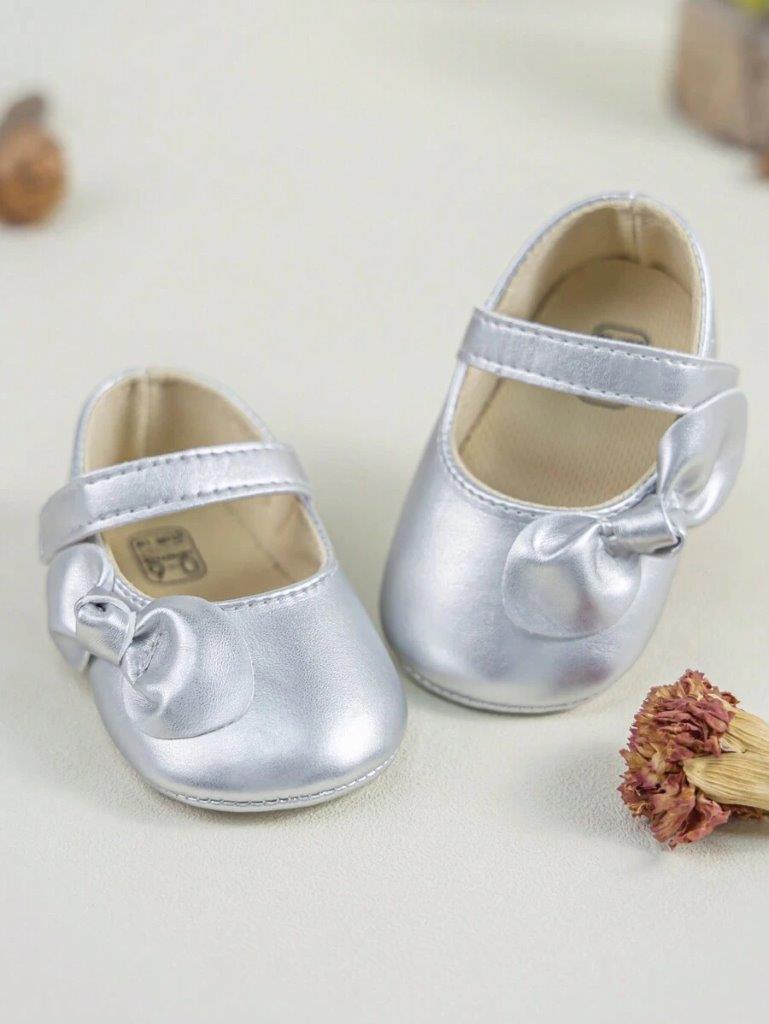 Baby Silver Side Bow Shoes