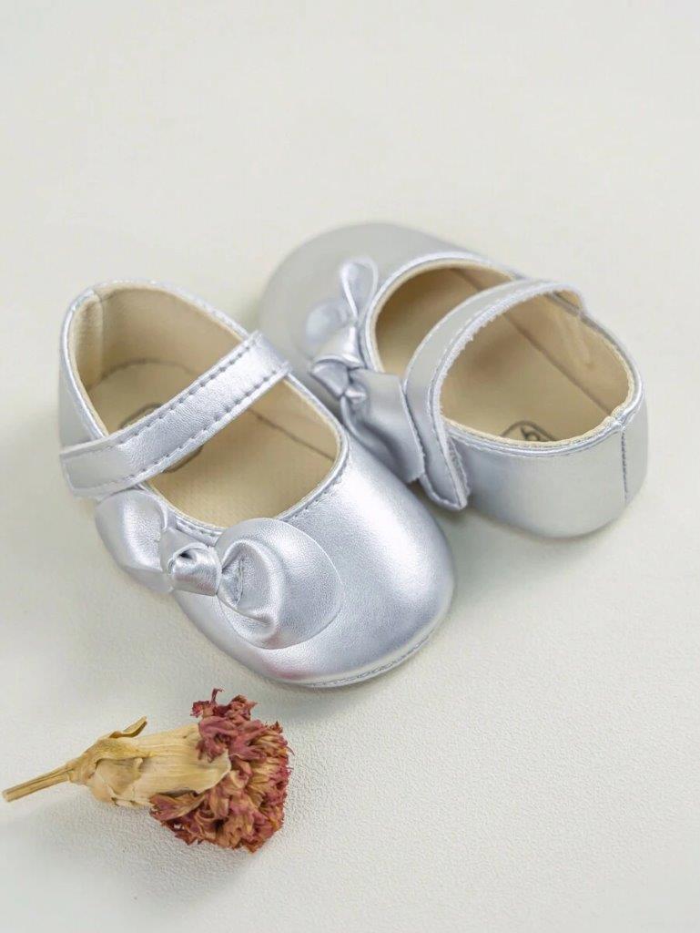 Baby Silver Side Bow Shoes