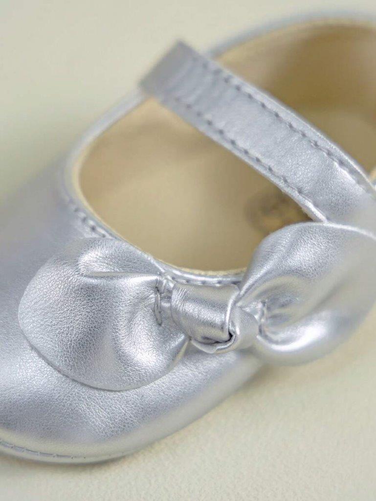 Baby Silver Side Bow Shoes