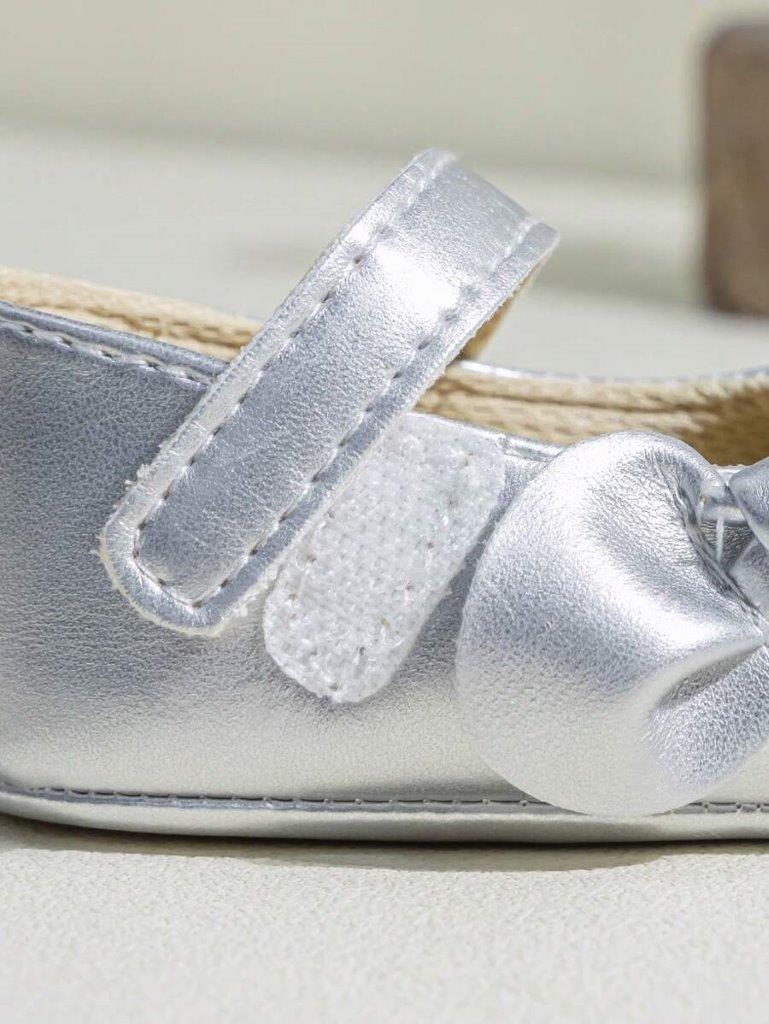 Baby Silver Side Bow Shoes