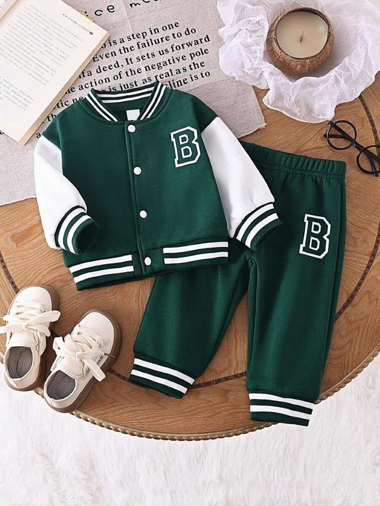 Baby Varsity Jacket And Pants Set Green