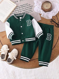 Baby Varsity Jacket And Pants Set Green