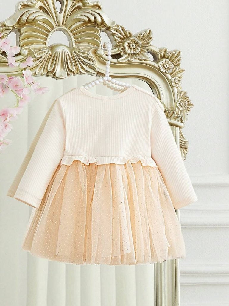 Baby Apricot Glitter Side Bow Dress