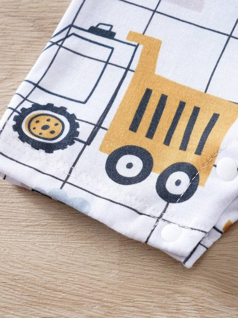 Baby Construction Vehicle Print Romper