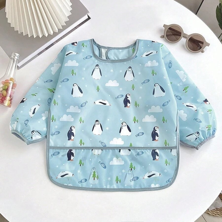Baby Penguin Apron Bib Blue