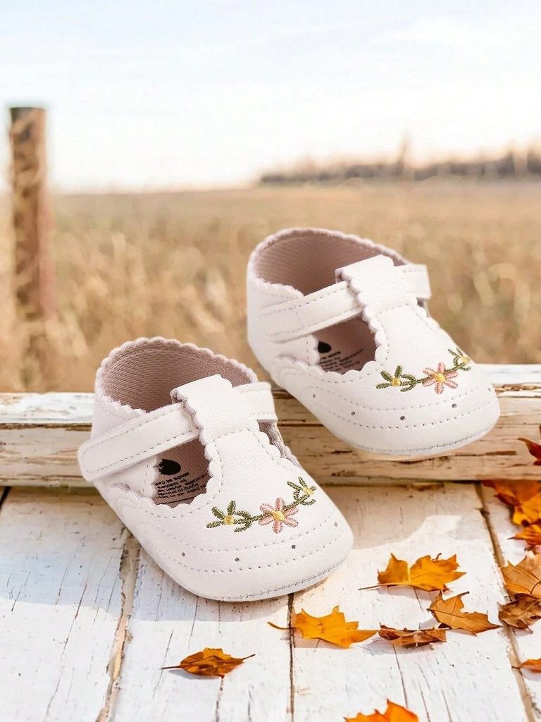 Baby Mary Jane Flower Print leather Flats
