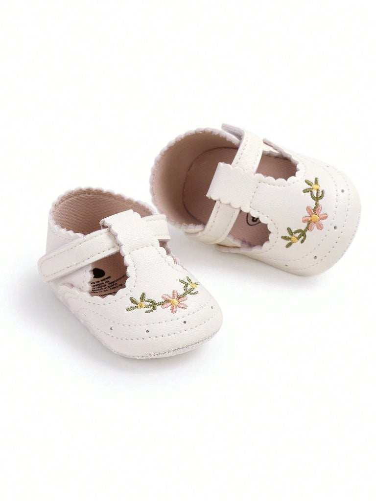 Baby Mary Jane Flower Print leather Flats