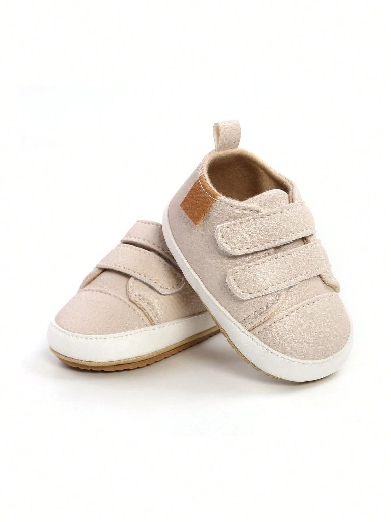 Baby Double Strap Leather Sneakers Apricot