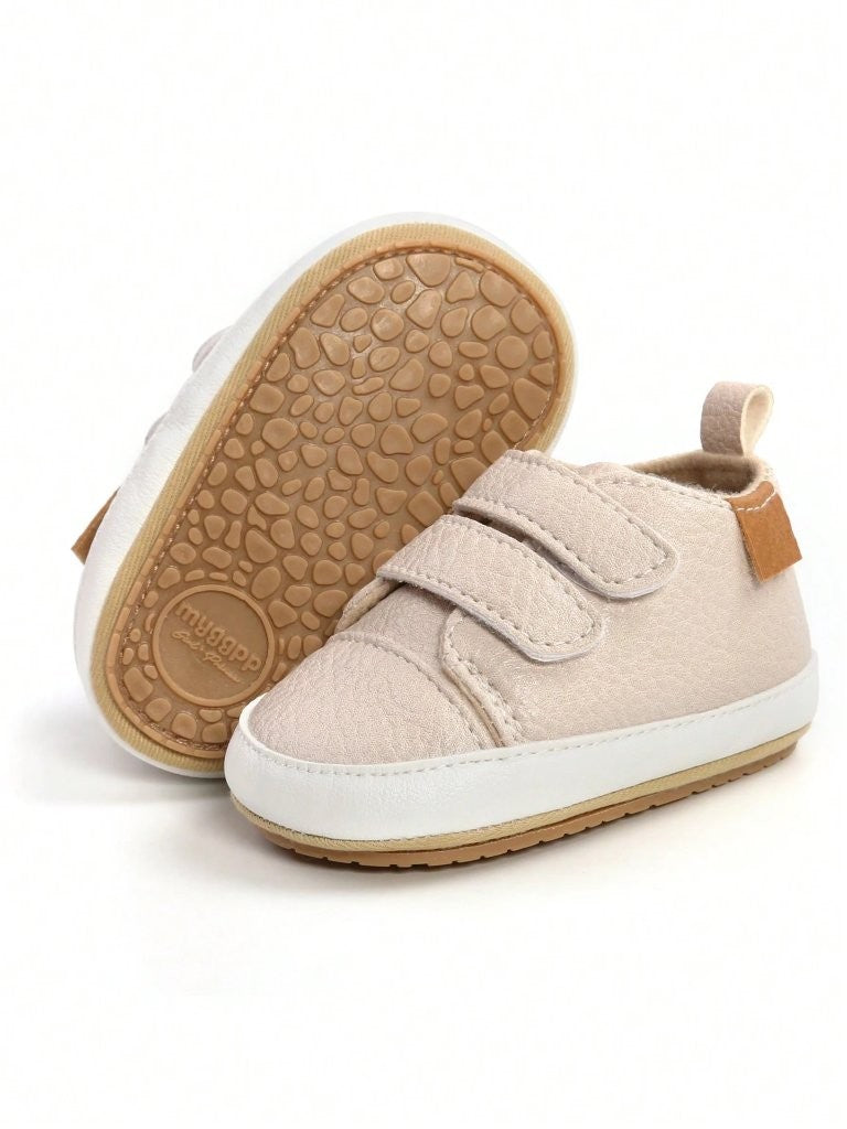 Baby Double Strap Leather Sneakers Apricot