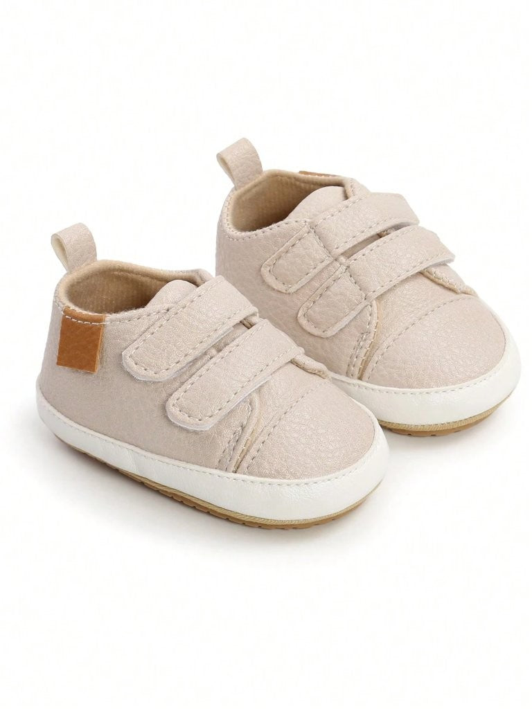 Baby Double Strap Leather Sneakers Apricot