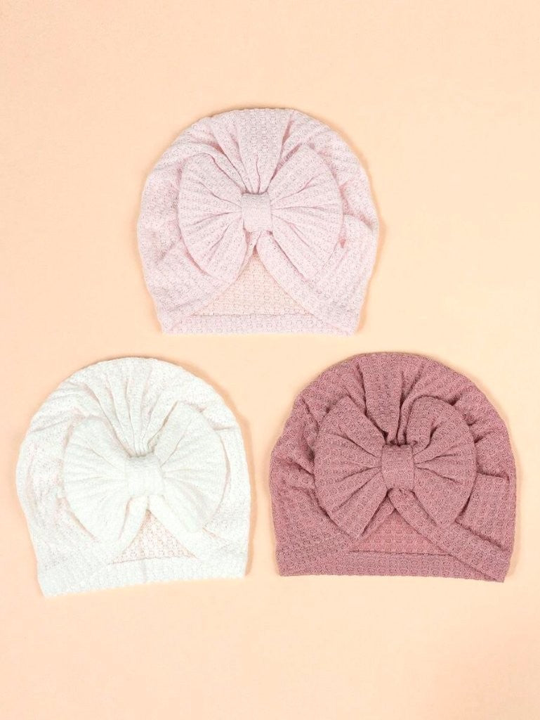 Baby 3 Piece Bow Turban White 0-6 Months