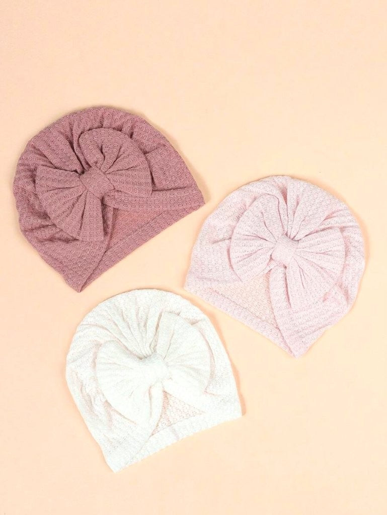 Baby 3 Piece Bow Turban White 0-6 Months