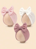 Baby 3 Piece Bow Turban White 0-6 Months