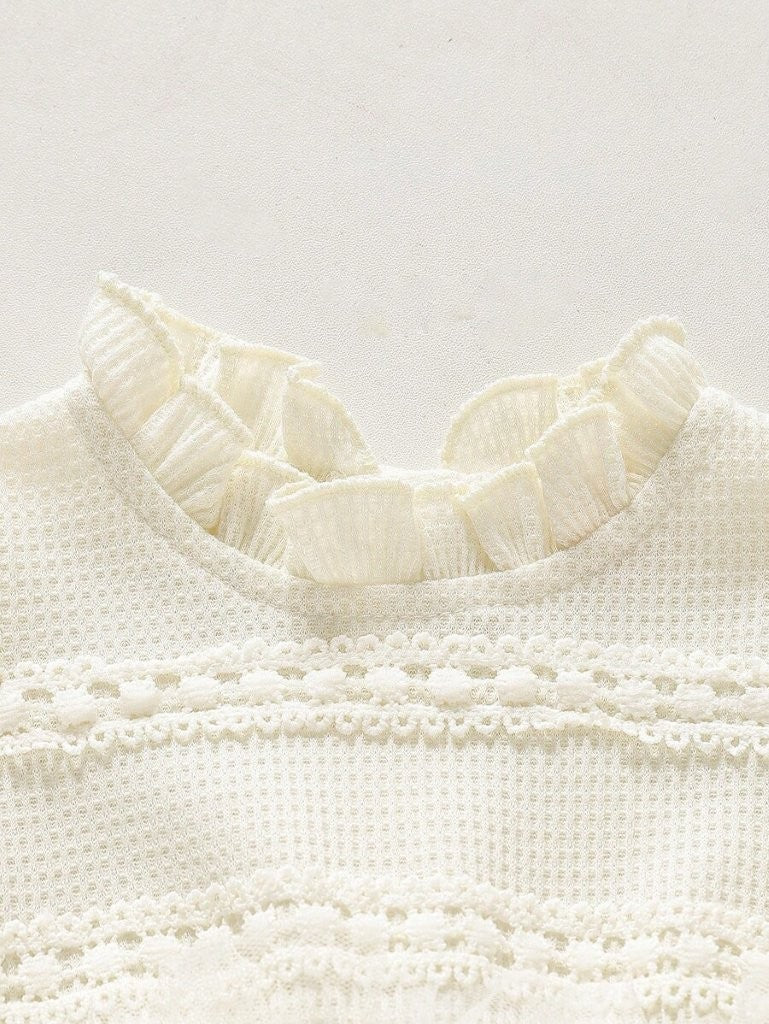 Baby Elegant Lace Patterned Bodysuit Dress Apricot