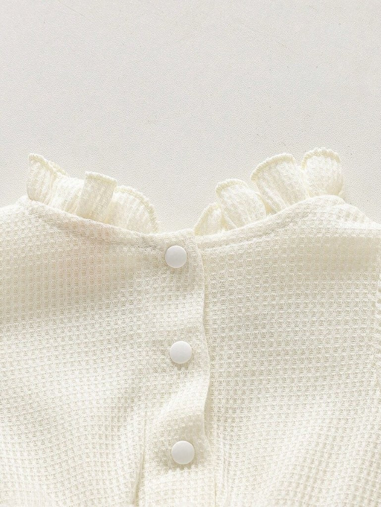 Baby Elegant Lace Patterned Bodysuit Dress Apricot