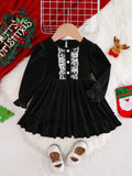 Baby Black Frilled Lace Velvet Dress