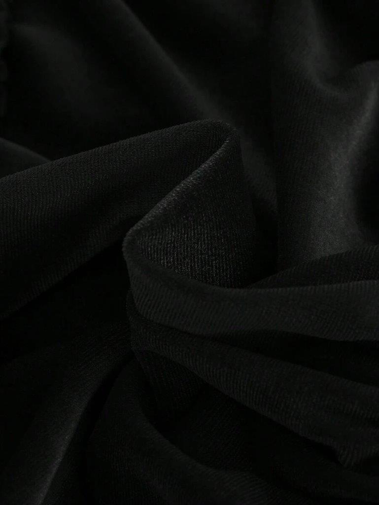 Baby Black Frilled Lace Velvet Dress