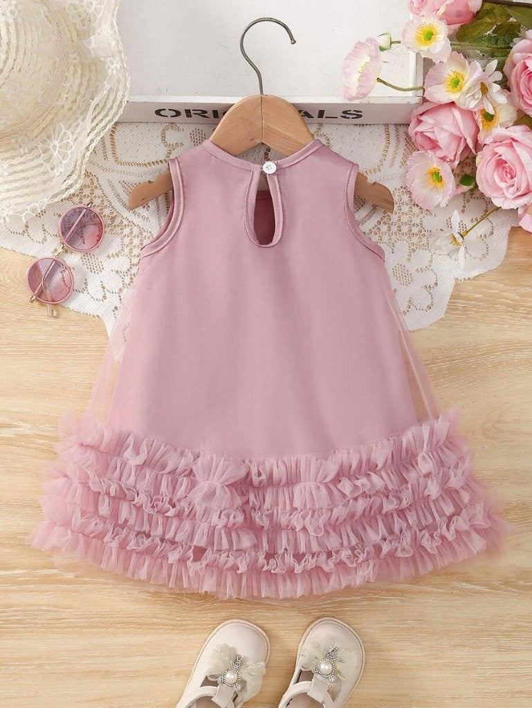 Baby Bow Ruffles Tulle Sleeveless Dress