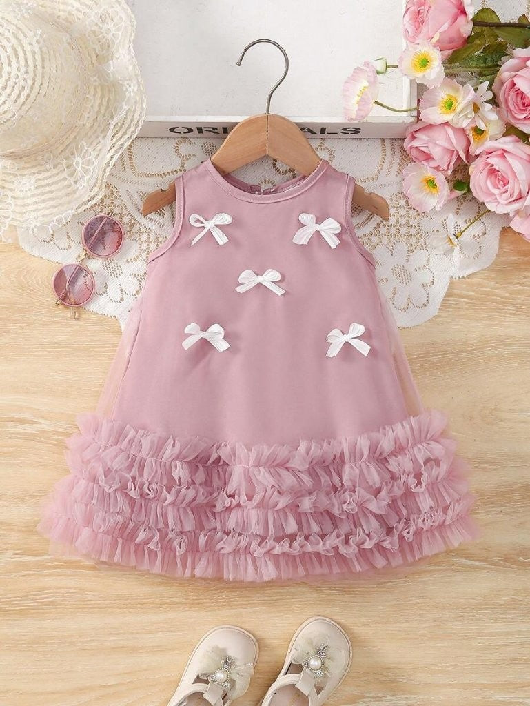 Baby Bow Ruffles Tulle Sleeveless Dress