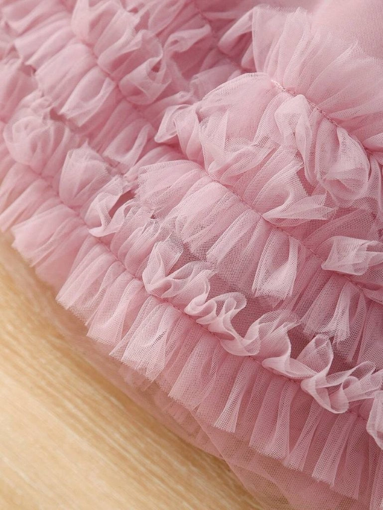 Baby Bow Ruffles Tulle Sleeveless Dress