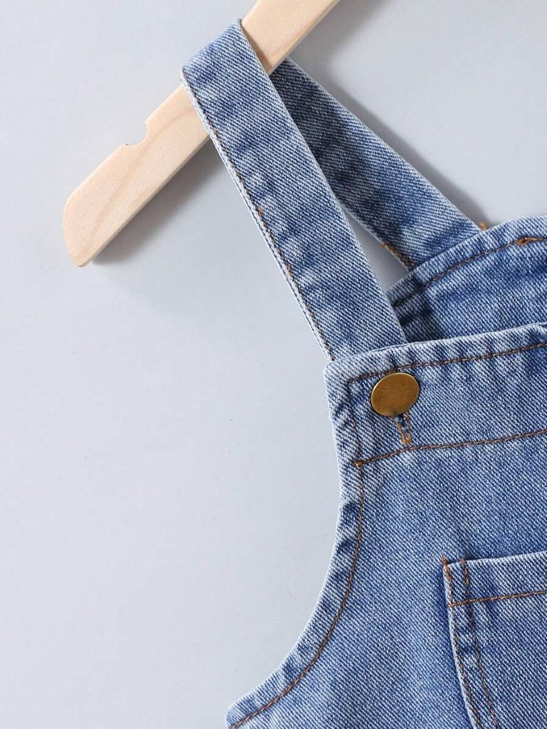 Baby Teddy Pocket Denim Dungaree