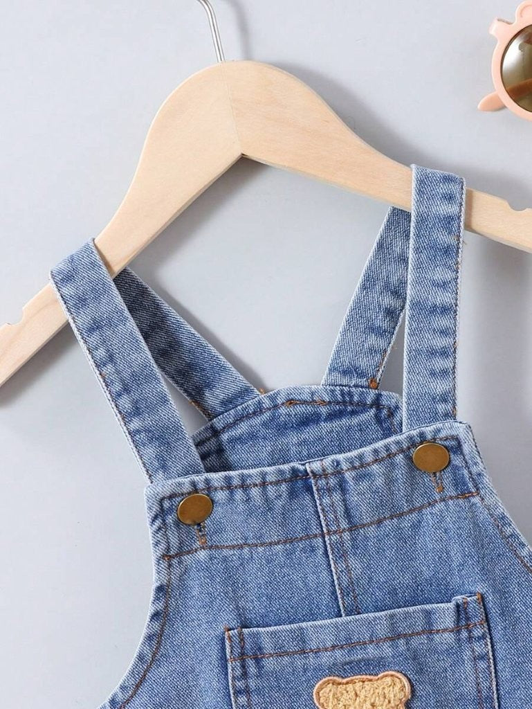 Baby Teddy Pocket Denim Dungaree