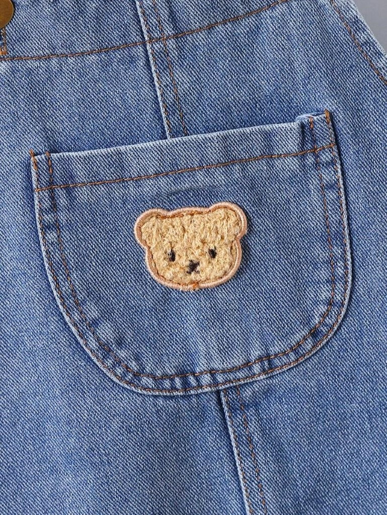 Baby Teddy Pocket Denim Dungaree