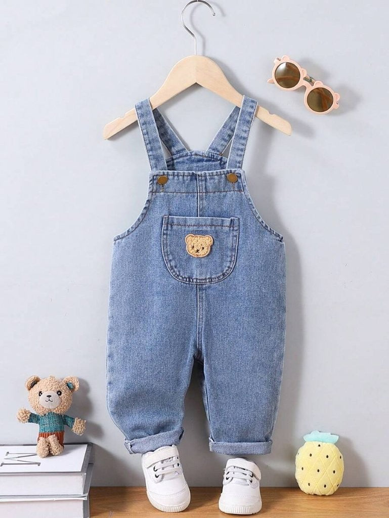 Baby Teddy Pocket Denim Dungaree