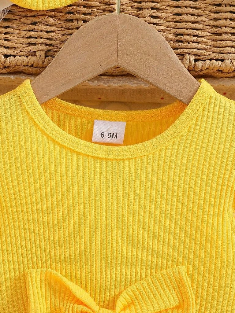 Baby Yellow Daisy Printed Bow Dress