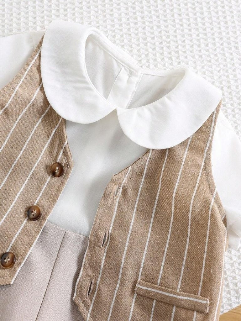 Baby Cute Stripe Vest With Romper Set