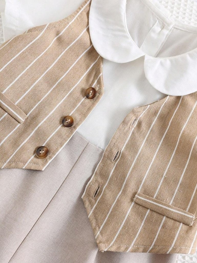 Baby Cute Stripe Vest With Romper Set