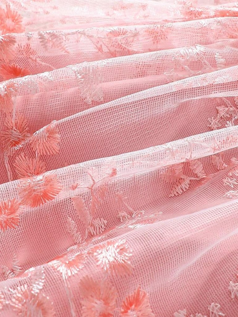 Baby Pink Embroidery Front Bow Dress