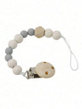 Baby Wooden Pacifier Clip Grey