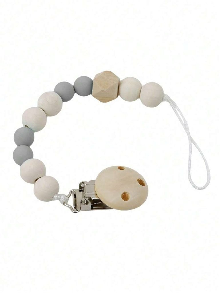 Baby Wooden Pacifier Clip Grey